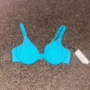NWT Teal Ribbed Bikini Top